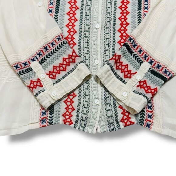 Johnny Was Button Down Blouse Size Large Women’s Boho Embroidered Top - Picture 6 of 13